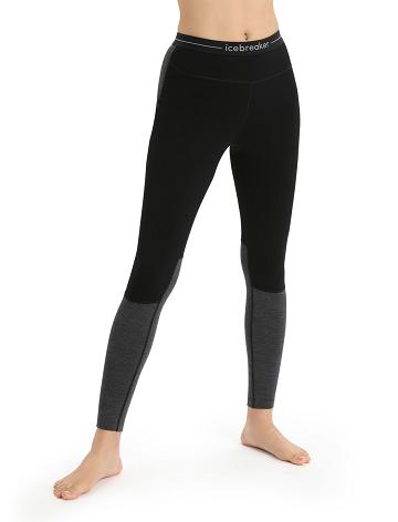 Women's Icebreaker 200 ZoneKnit™ Merino Leggings Base Layers Black / Jet Heather | CA 1099OKIR